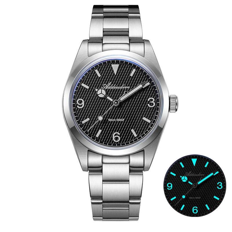 ADDIESDIVE 36mm Men Watch Luxury 200m Waterproof Super Luminous Bubble Glass Stainless Steel Wrist Watch Quartz Watches For Men