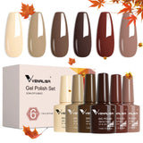 VENALISA 6pcs/kit Autumn Color Collection Fall Nails Brown Earth Gel Nail Polish TPO FREE Soak Off UV LED Semi Permanent Gel Set
