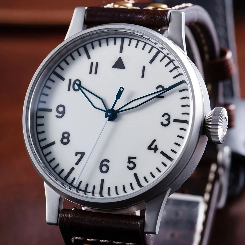 Hruodland 2025 New Pilot Men's Automatic Mechanical Watch Pt5000 Sapphire Luminous C3 Stainless Steel Waterproof 10Bar Reloj Hom