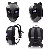 LED Motorcycle Rider Backpack Eyes Glow pattern carbon fiber texture helmet locomotive backpack school bag Moto Laptop backpack