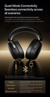 ATK N9 Game Headset Three Mode Wireless Headworn PS5  PC Gaming Headset Microphone Virtual 7.1 Surround Noise Reduction Headset