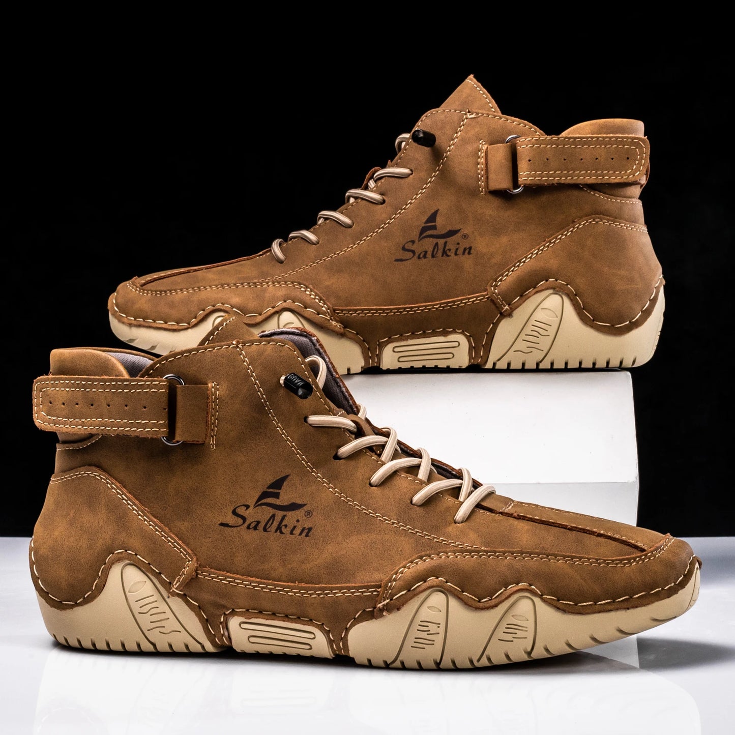 Men's Handmade Split Leather Ankle Boots Sneaker