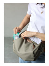 Lightweight Nylon Matching Genuine Leather Crossbody Bag High Quality Single Shoulder Bags Fashion Pleated Messenger Purses