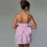Townlike Women's Elegant Jacquard Backless Mini Dress - USA Made Chic