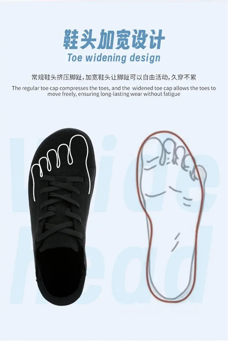 Summer Men's Casual Sports Shoes, Men's and Women's Wide Version Barefoot Shoes Outdoor Running Casual Shoes, Minimalist Shoes