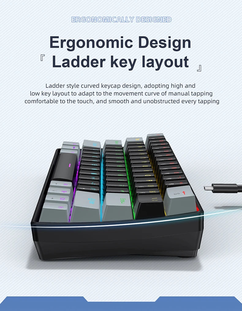 APAYADO K61 Mini Mechanical Keyboard – RGB 61-Key