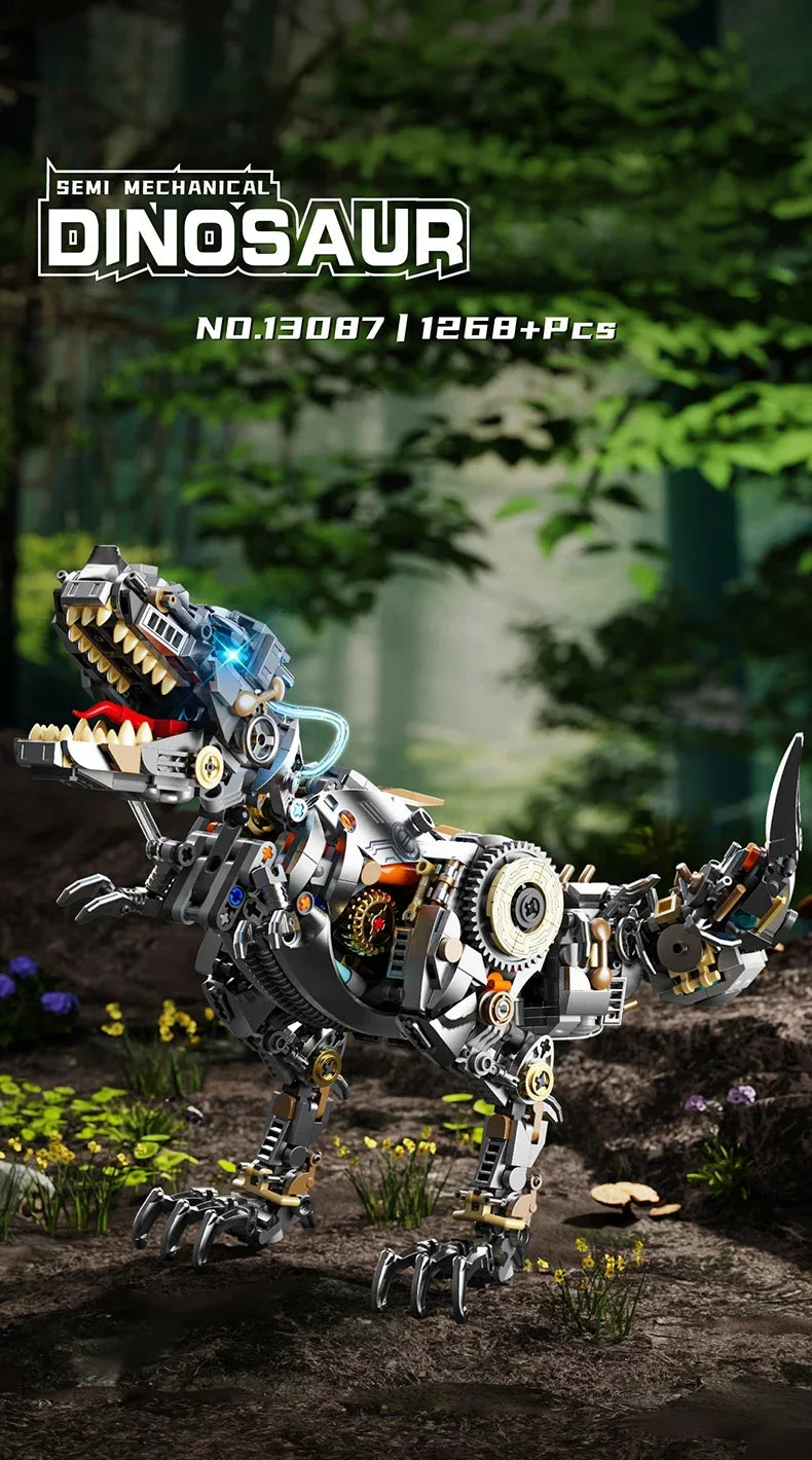 1268PCS Dinosaur Building Blocks Mechanical T-Rex Model Bricks Creative Desktop Decoration Educational DIY Toys Holiday Gifts