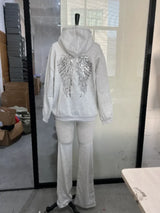 Trendy Creative Hooded Sweatshirt Wing Patterns Chic Designed Fashion Casual Long Sleeved Tops Versatile Women's Autumn Wear