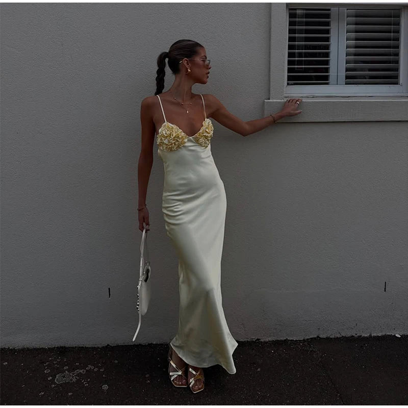 Women Fashion Solid Dress V-neck Ruffles Hem Short Sleeves Waist-cinching Draped Empire Dresses Summer Chic Elegant Summer Gown