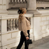 Vintage Cropped Double-Breasted Trench