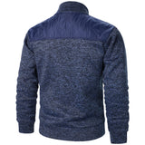 Men's Autumn/Winter Zip-Up Knit Jacket – Striped Check Stand Collar Sweater Coat