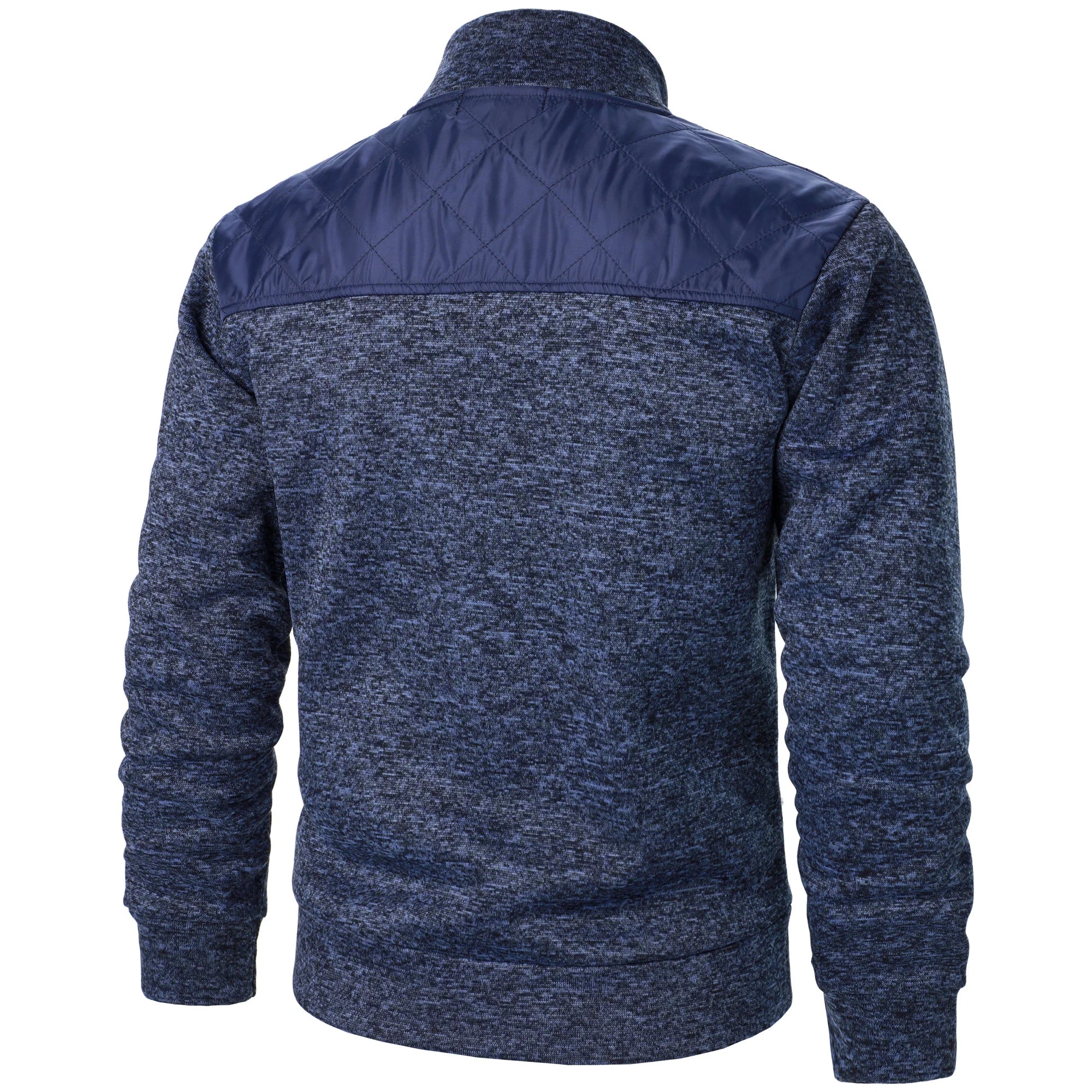 Men's Autumn/Winter Zip-Up Knit Jacket – Striped Check Stand Collar Sweater Coat