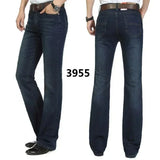 Male Bell Bottom Denim Trousers Slim Black Boot Cut Jeans Men's Clothing Casual Business Flares Pants
