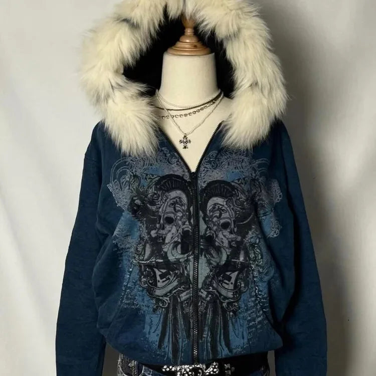 Women's Vintage Skull Print Y2K Sweatshirt