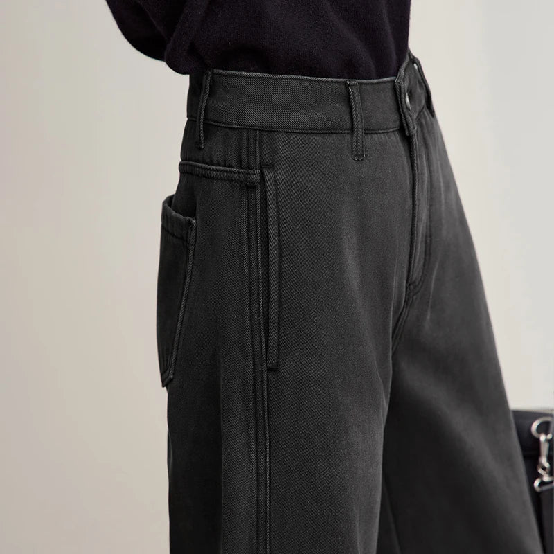 AMII Wide-Leg Warm Jeans – Winter 2025 | Women's