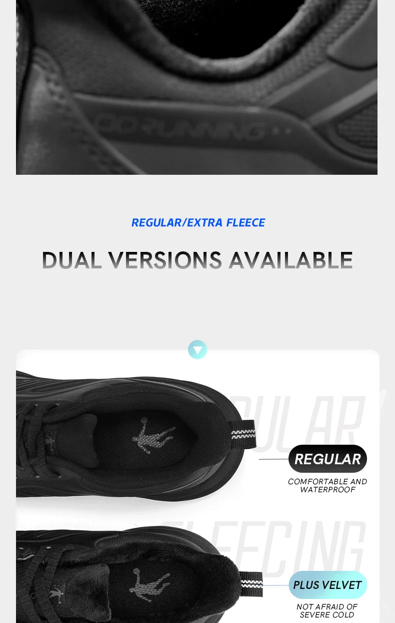 QIAODAN YUYI 4 Winter Running Shoes Men's Sports Shoes Waterproof Absorbing Lightweight Black Fleece Sneakers QXB023244007B