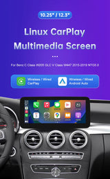 Linux CarPlay Screen for Mercedes-Benz W205 GLC V-Class | Wireless Android Auto