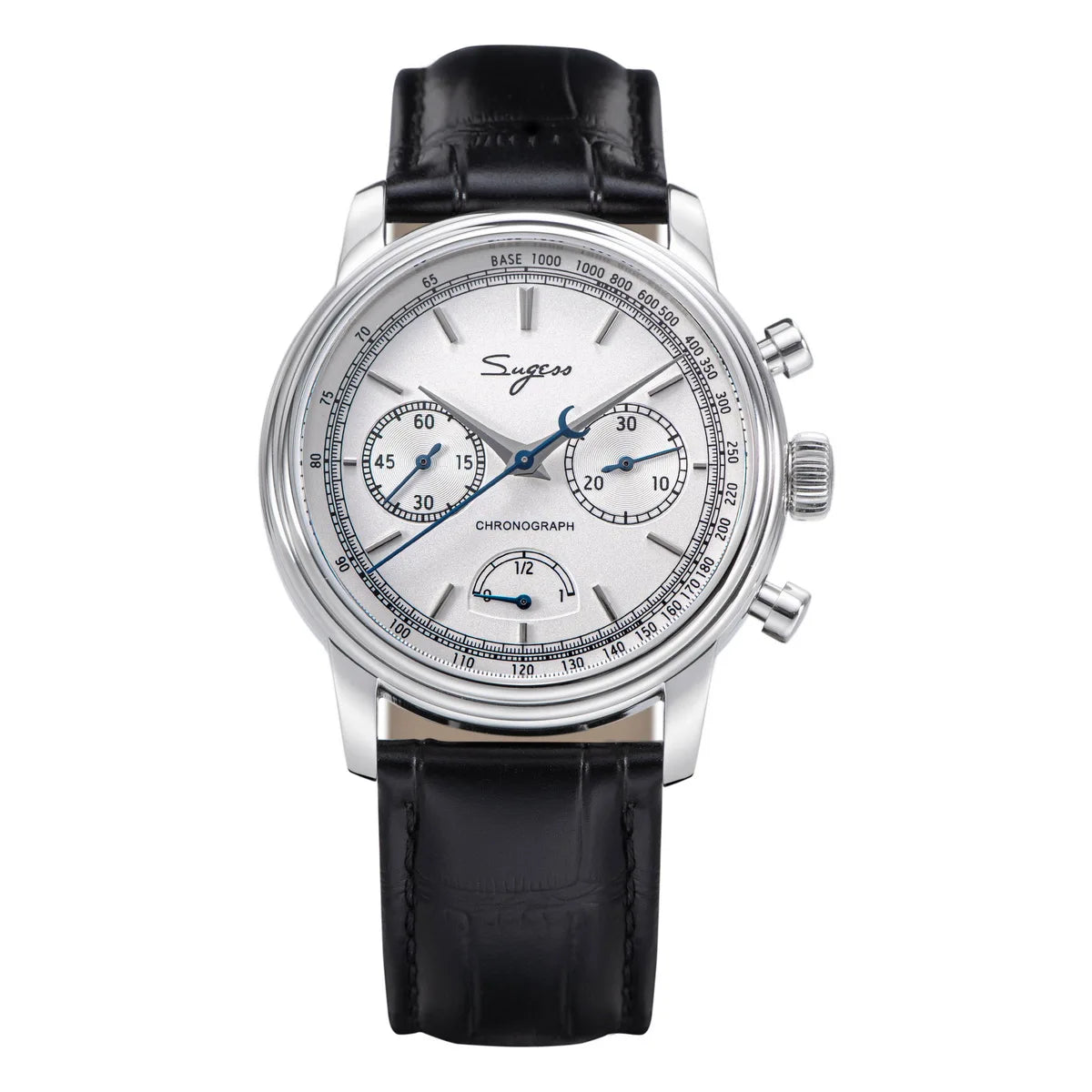 Sugess Pilot Watch Men ST1906 Movement Handwind Chronograph Wristwatches Sapphire Waterproof Hand Wind PowerReserve Luminous V2