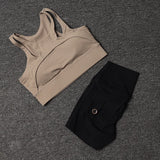 Fitness Shorts Yoga Sets Women's Tracksuit High Waist Sportswear Bra Workout Leggings Cycling Gym Shorts Sports Suit With Pocket