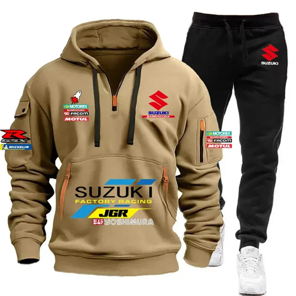 Men’s Multi-Pocket Hoodie & Athletic Pants Set