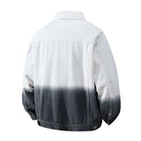Men High Quality Cotton Denim Jacket Spring Autumn Youth Hip Hop Streetwear Tie Dye Gradient Jeans Youth Cowboy Loose Top Coat