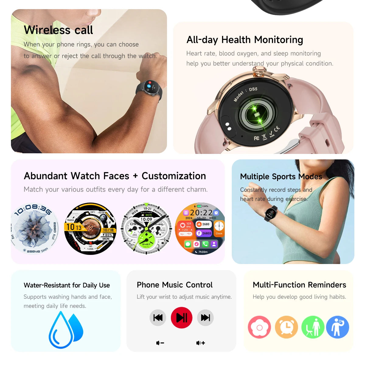 2026 New Lady Fashion Smart Watch women AMOLED HD Screen GPS Sport Heart Rate Bluetooth Call Waterproof Outdoor Smartwatch Women