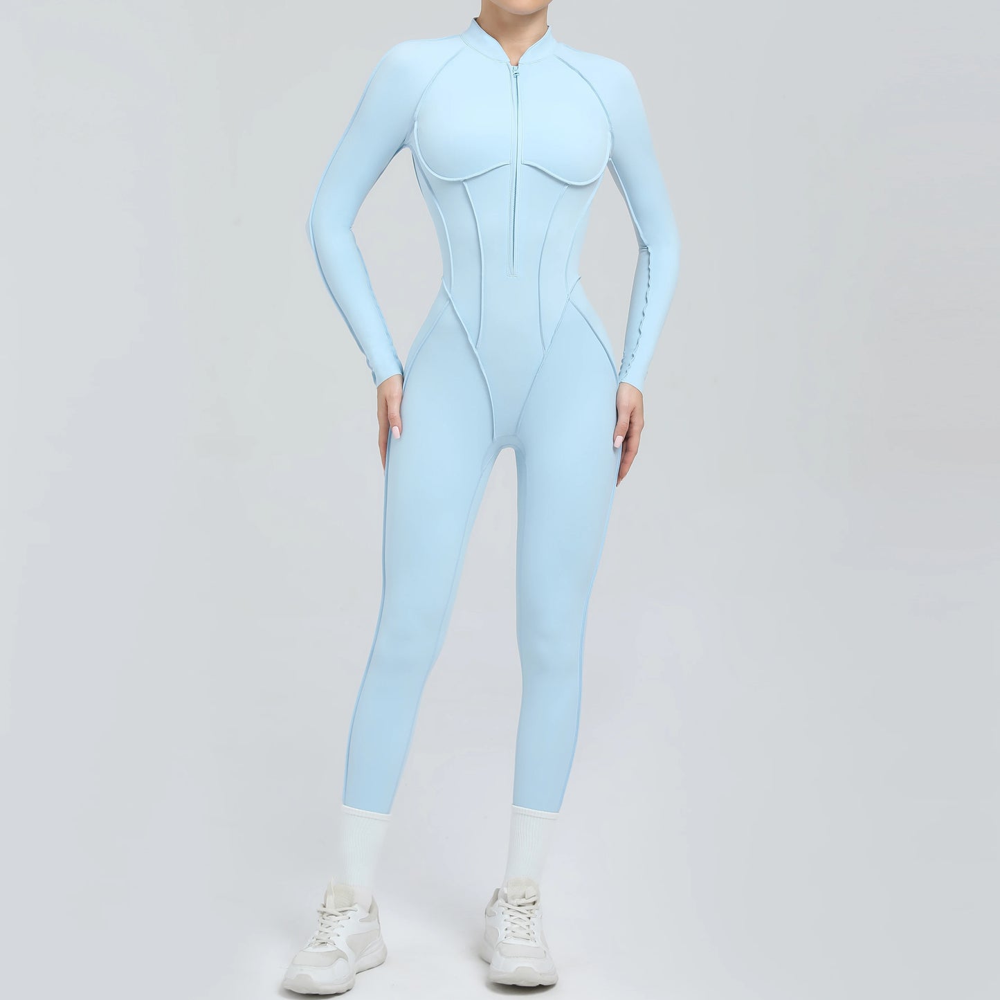 Long Sleeve Zip-Front Yoga Jumpsuit