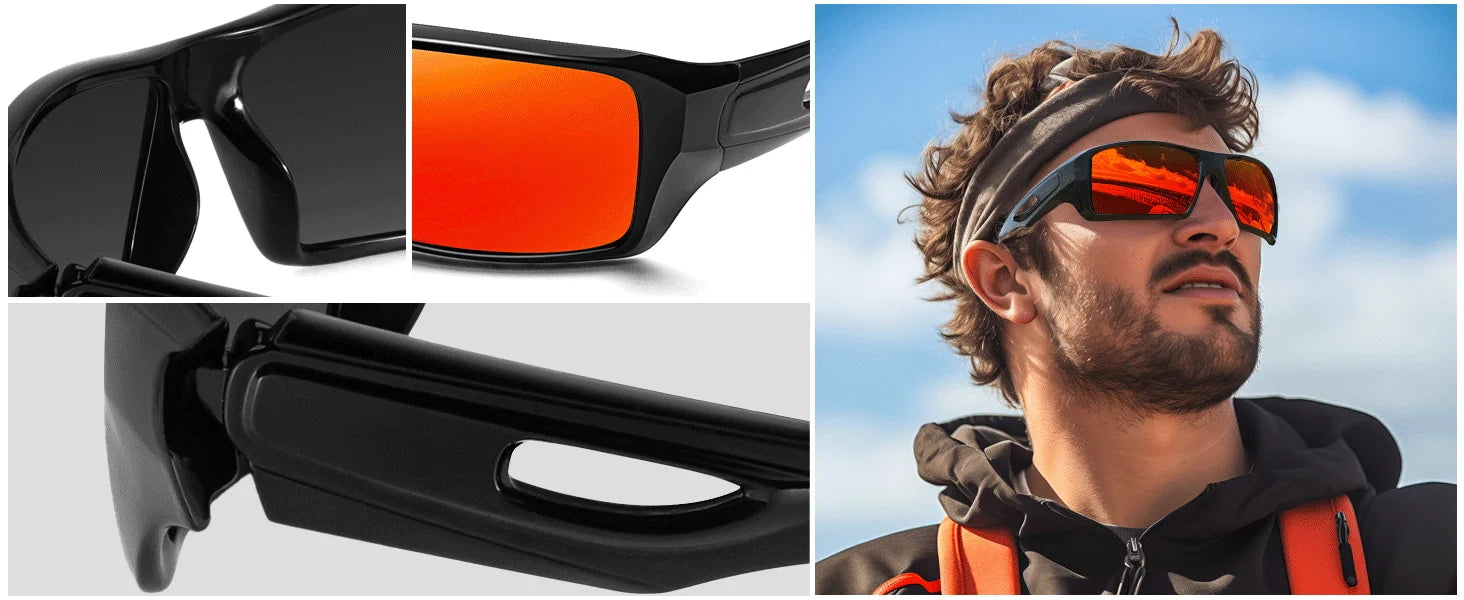 MAXJULI Polarized Sunglasses Wrap Around Sports Sunglasses for Big Wide Heads Men Women UV400 Sun Glasses 8232