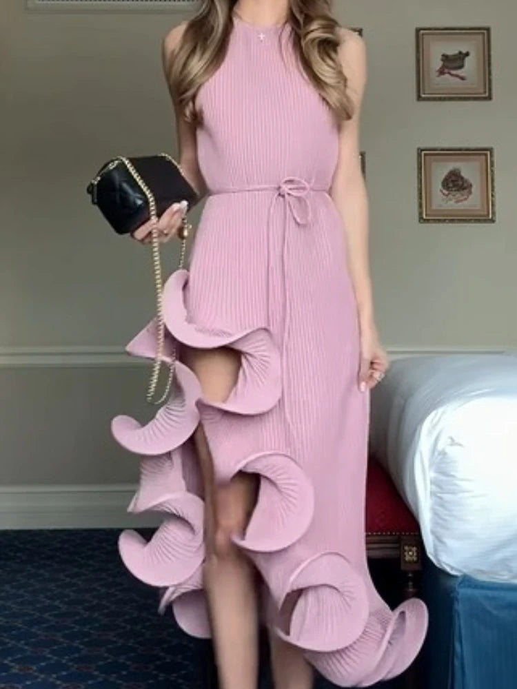 Summer Elegance: Women’s  Irregular Sleeveless Maxi Dress