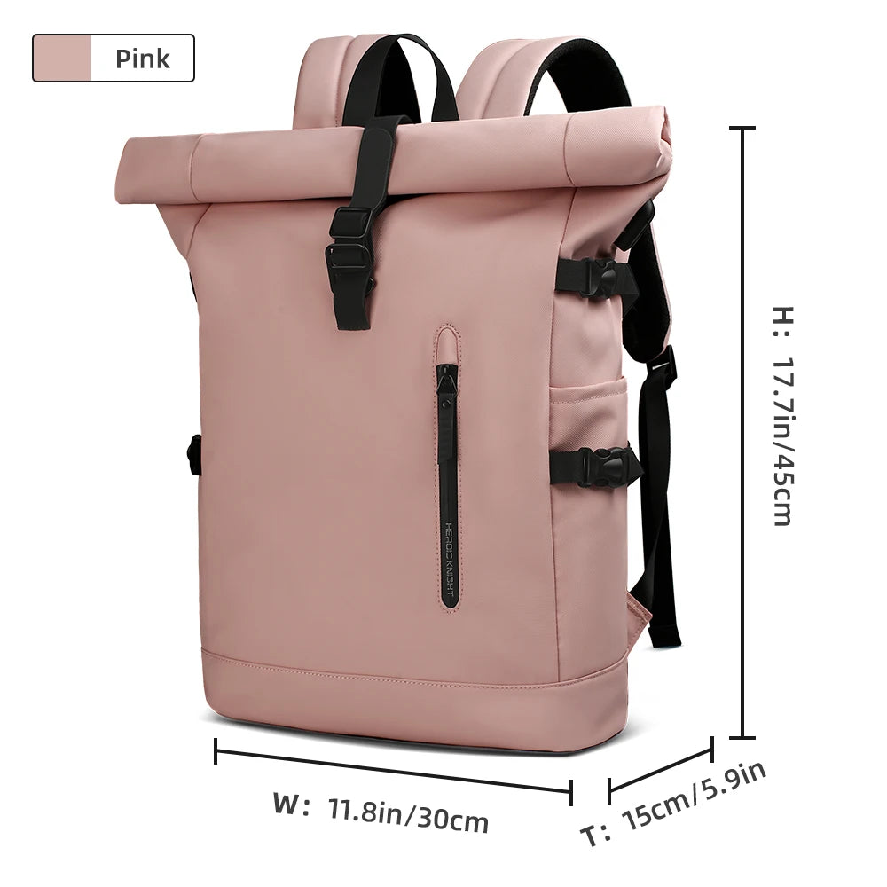 Heroic Knight Men's Backpack Waterproof Roll Top Backpack Women Travel Expandable USB Charging Large Capacity Laptop Bag Mochila
