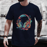 Men’s Hip Hop Melting Headset Graphic Oversized Tee