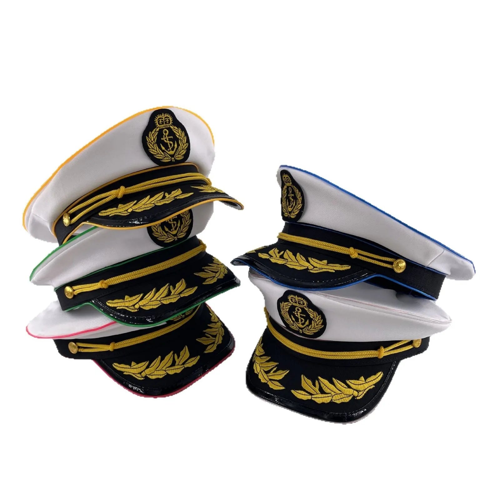 New Luminous White Sailor Captain Yacht Caps Wheat Embroidery LED Glow Navy Marine Hat Men Women Cosplay Halloween Costume Hats