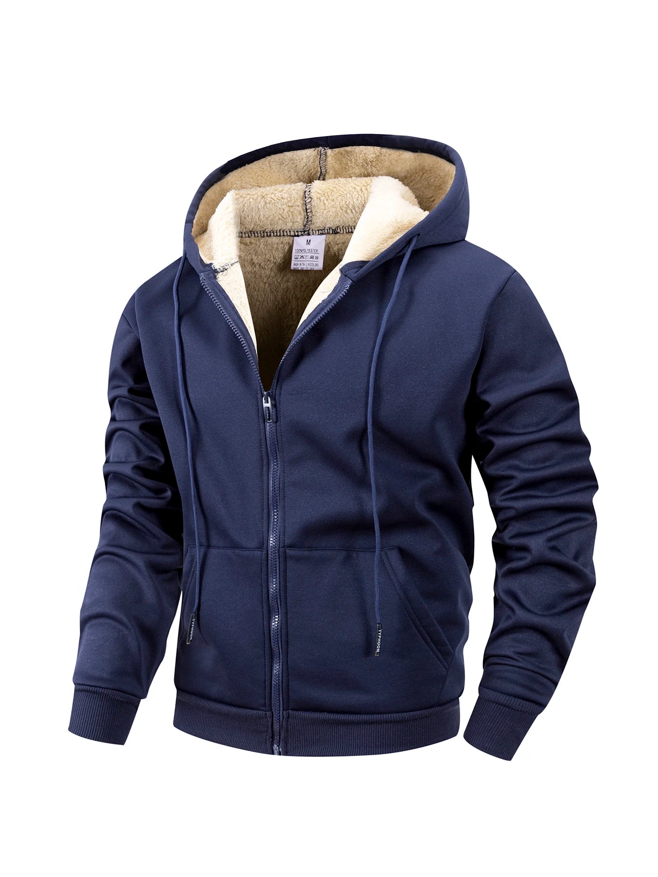 Men's Fleece Zip-Up Hoodie Jacket – Warm & Windproof