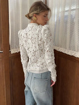 Summer Elegant Lace Hollow Out Party Blouse