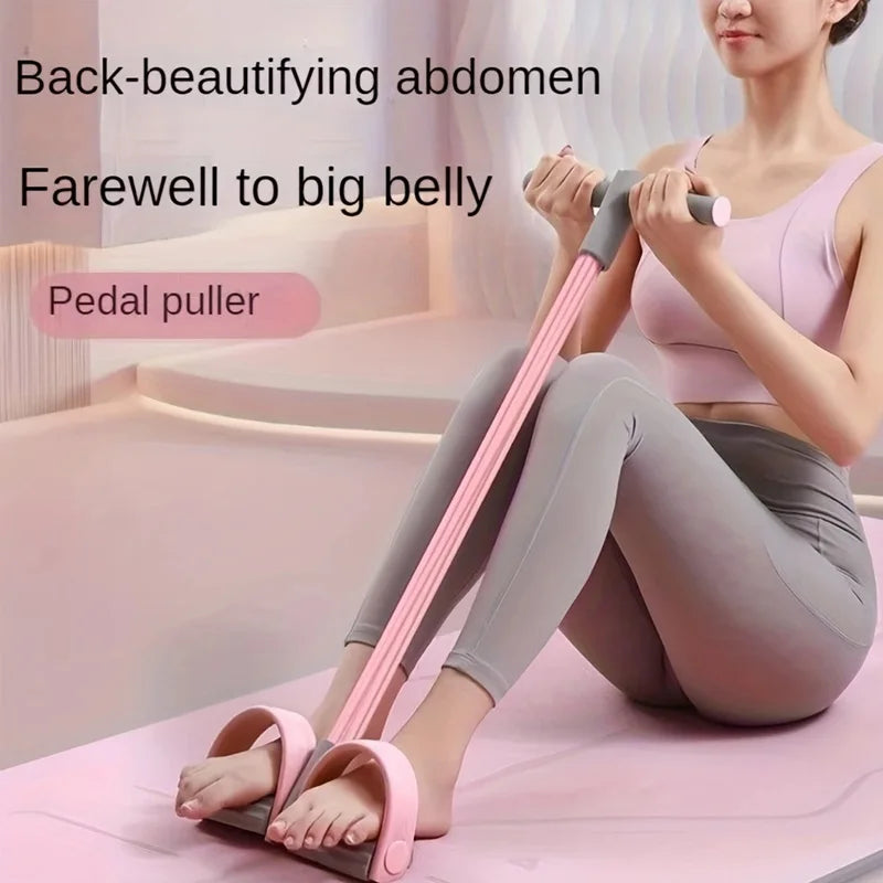6 Tubes Natural Rubber Pedal Resistance Bands with Handles Multifunctional Yoga Pedal Puller Elastic Tension Rope Full Body Slimming Stretching Trainer Fitness Exercise Equipment for Abdomen Waist Arm Leg Home Gym Yoga Workou