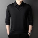 Men's Contrast Polo Shirt – Relaxed Long Sleeve Layered Look