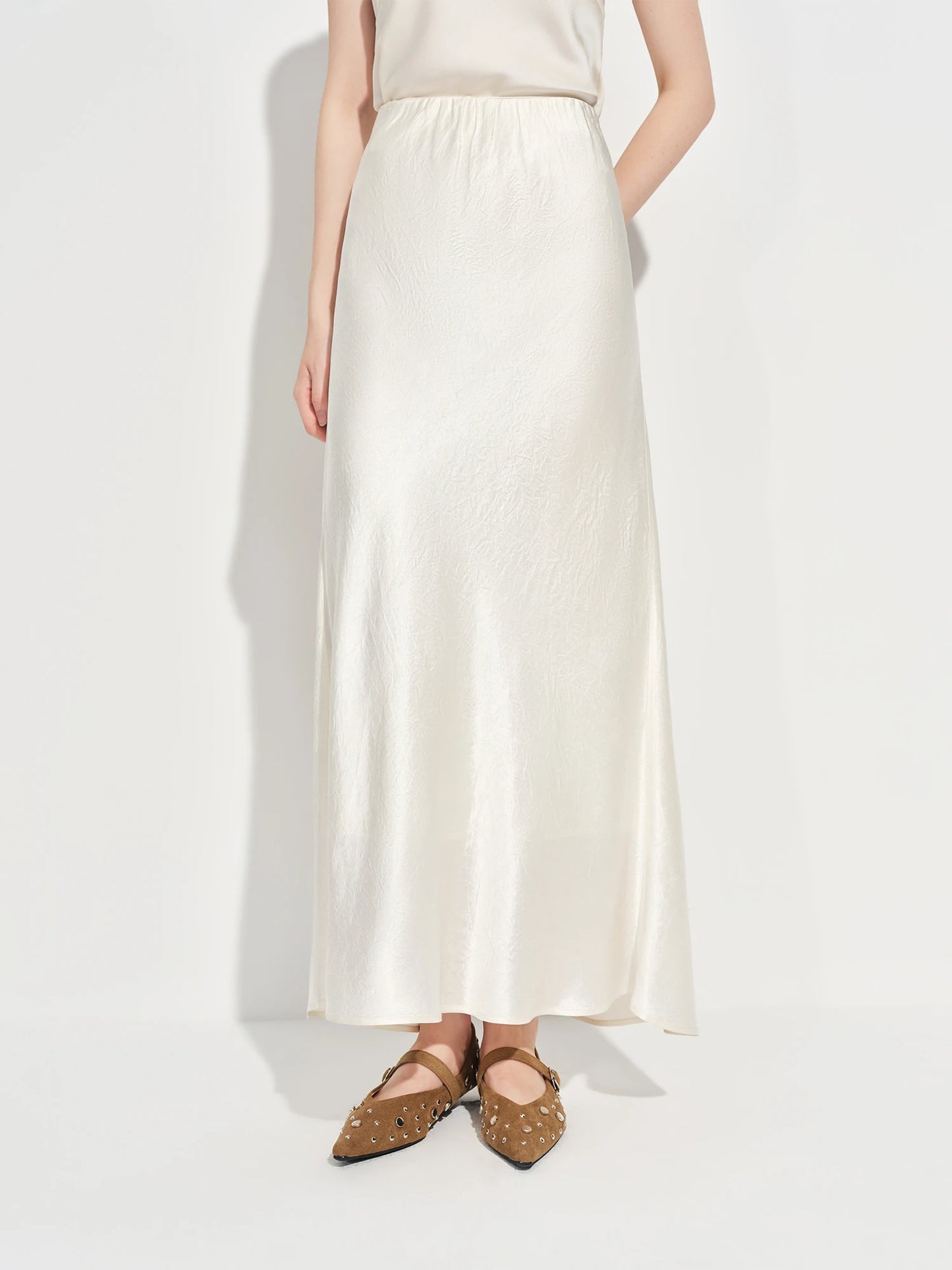 Acetate Trumpet Midi Skirt – Elegant Drape