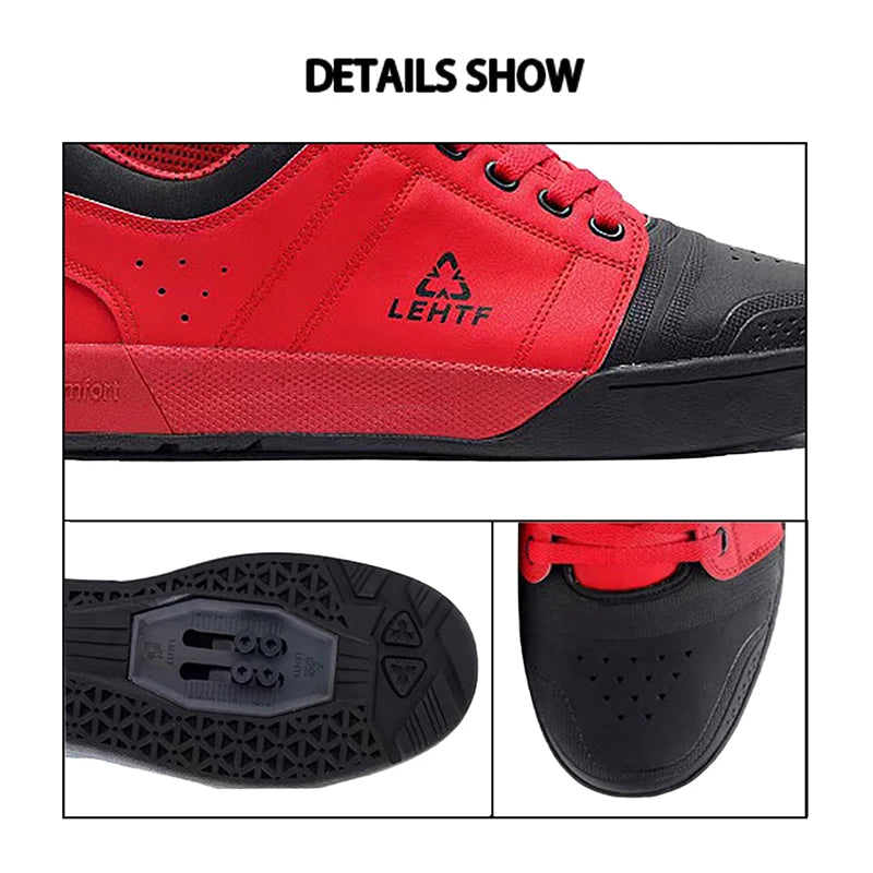 LEHTF Men's Breathable Lace-Up MTB Cycling Shoes