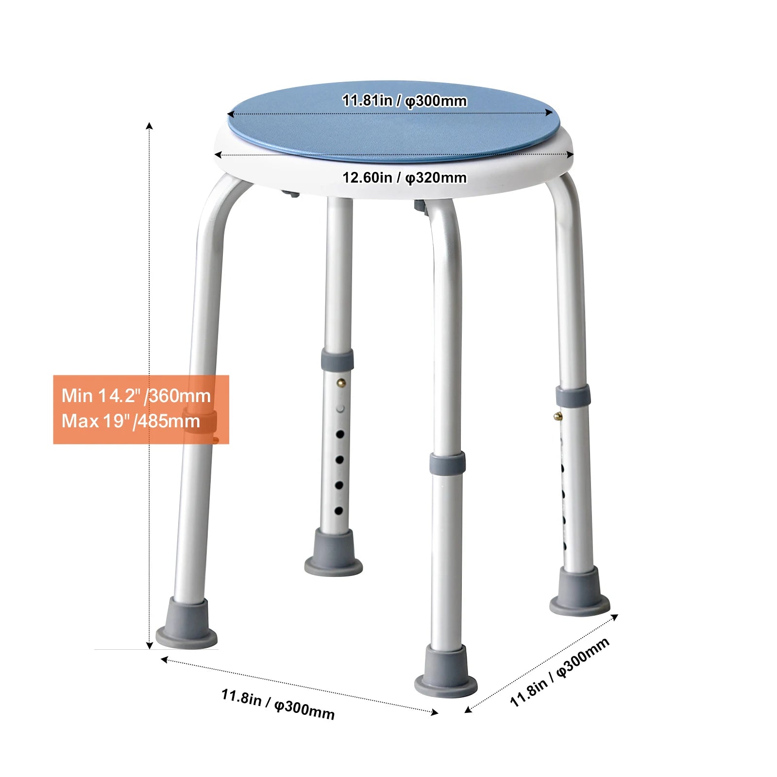 SucceBuy Shower Chair for Inside Shower Adjustable Height Shower Stool Non-Slip Bench Bathtub Seat  for Elderly Disabled Adults