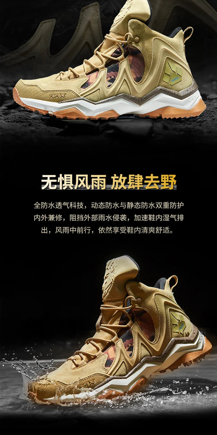 RAX Waterproof Hiking Shoes Men Winter Outdoor Sneakers for Men Snow Boots Plush Mountain Snowboots Outdoor Tourism Jogging Shoe