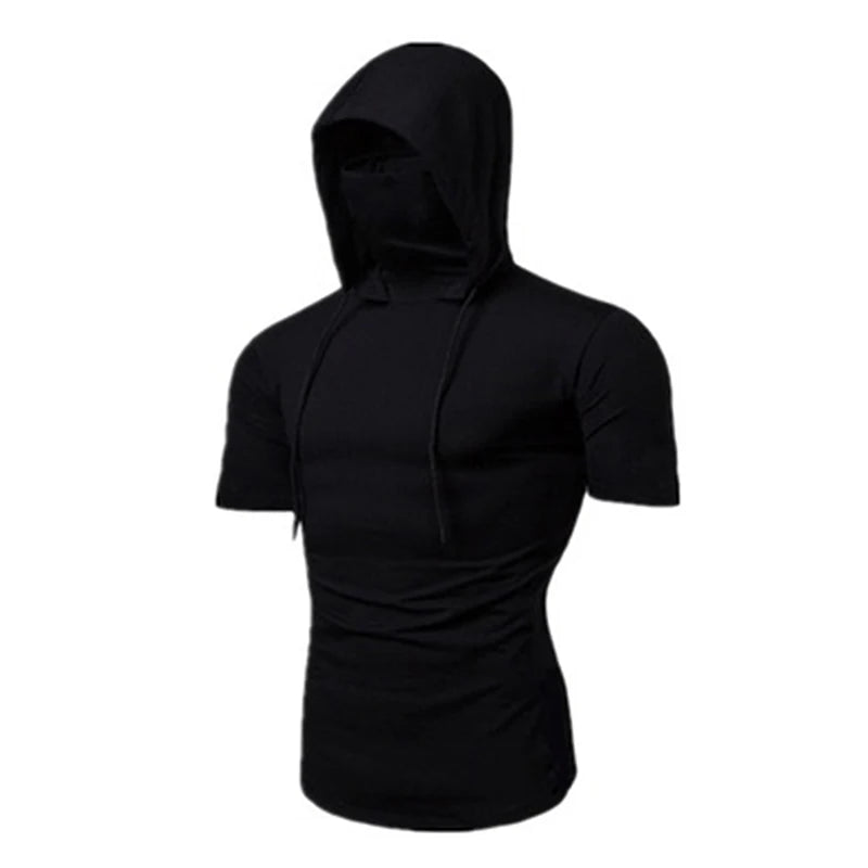 Men’s Short Sleeve Performance Hoodie with Integrated Mask