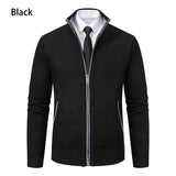 Men’s Fleece-Lined Stand Collar Cardigan