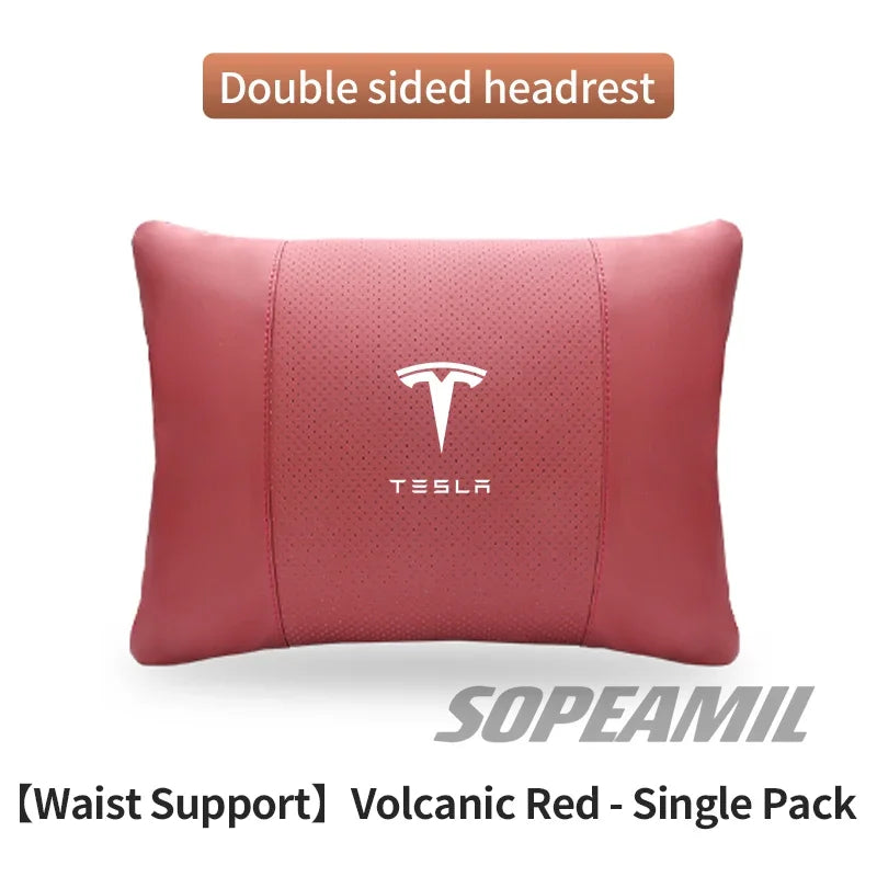Car Double-Sided Suede Leather Headrest Neck Support Pillow Seat Waist Cushion Tesla Cybertruck Model 3 Model Y Model S Model X