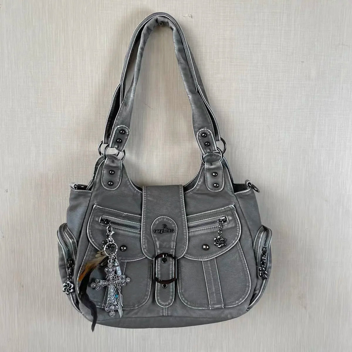 Vintage Women Handbags PU Shoulder Bag Satchel Top-handle Shoulder Bag Fashion Dumpling Pack Multi-pockets Shoulder Bags