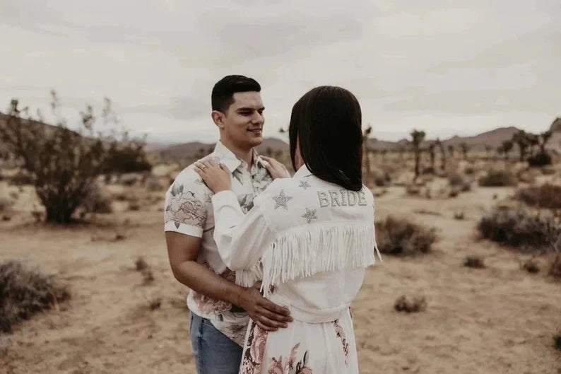 Custom Pearl & Rhinestone Bride Denim Jacket