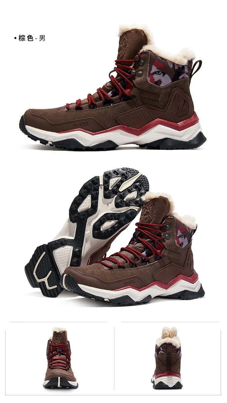 RAX Waterproof Hiking Shoes Men Winter Outdoor Sneakers for Men Snow Boots Plush Mountain Snowboots Outdoor Tourism Jogging Shoe