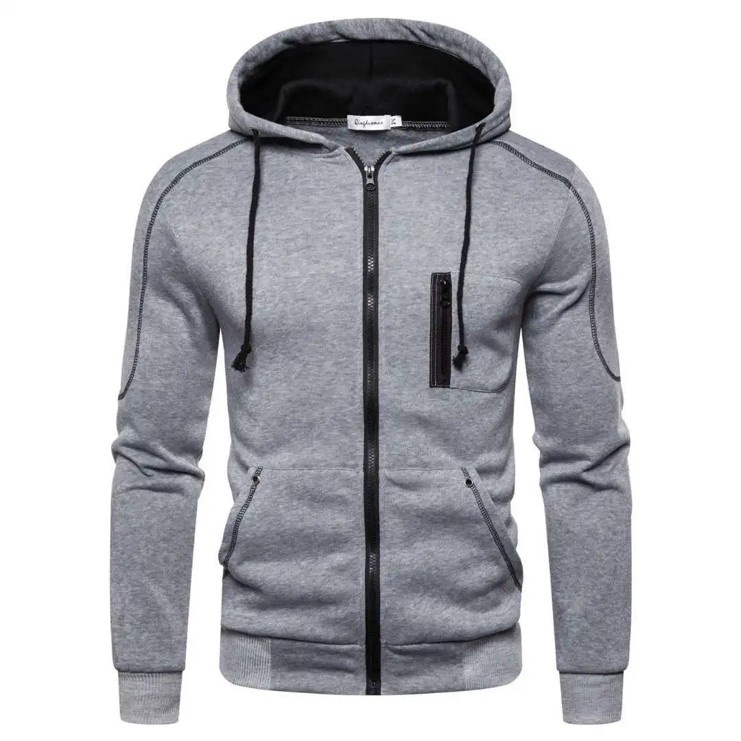 Men's Color Block Fleece Zip-Up Hoodie