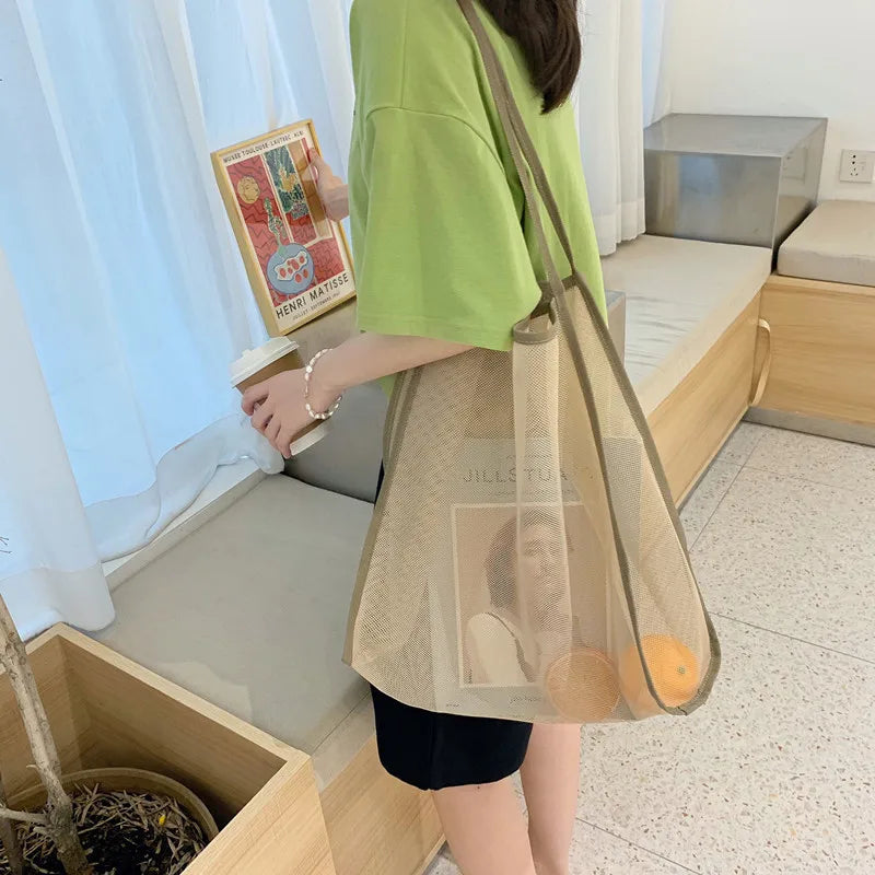 Women's Mesh Tote Bag for Beach & Shopping