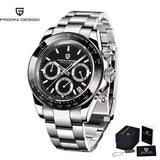 PAGANI DESIGN 40MM V2 Sky Blue Dial Classics Men Quartz Watches Sapphire Retro Chronograph Stainless Steel Waterproof Watch Men