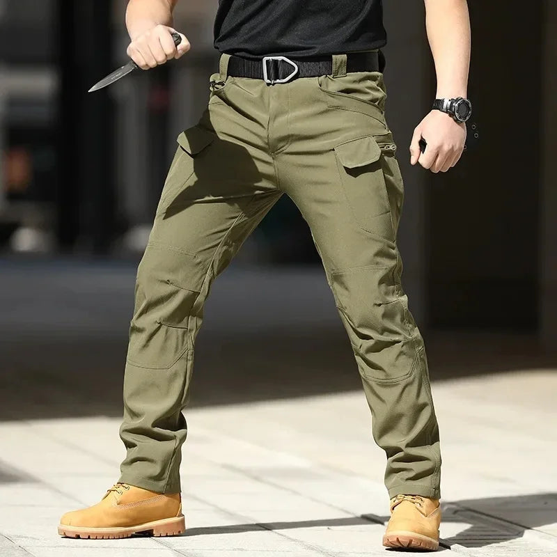 Men's Slim Fit Cargo Pants with Elastic Waist